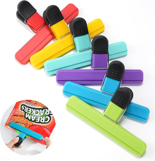 Leezmark 6 Pack Large Chip Clips, Heavy Duty Bag Clips For Food Storage, Snack Clips Multi-Color Kitchen Gadget Sealing Clips For Chips And Other Food Bags (6 x 3.5 Inch)