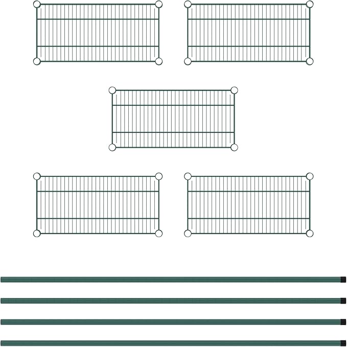 Commercial NSF Listed Green Epoxy Stationary Wire Shelving Kit 12" x 24" x 64", with 5 Shelves Perfect for Warehouse, Walk-in Refrigerator, Freezer, Grocery Store, Restaurant, Dishroom