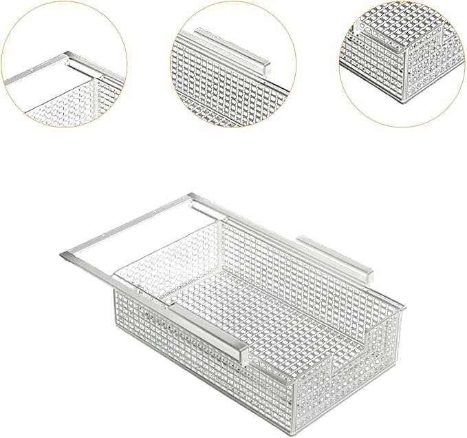 Hanging Pullout Drawer Basket, Space Saving Slide In Basket Organizer for Home Closet Cabinet Bedroom