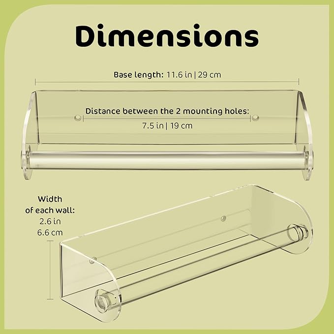 Clear Acrylic Paper Towel Holder Wall Mount Paper Towel Holder Under Cabinet, Wall Mounted Undermount Hanging Paper Towels Holder Dispenser, Holds Jumbo Rolls, Adhesive Strips & Screws Included