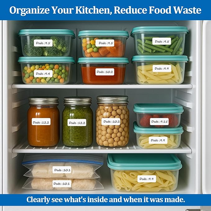 500 Pack Blank Removable Freezer Labels Food Labels for Containers, Pantry Organization Waterproof, Write-On Freezer Labels for Kitchen, Restaurant & Grocery （1 * 2 Inch）