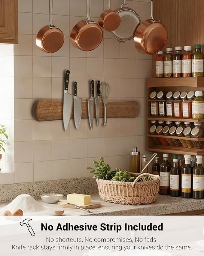 Magnetic Knife Holder for Wall, 16 Inch Wood Knife Strip with Strong Magnetism, Kitchen Accessories Organizer, Housewarming Gifts for New Home, Storage Space Savers for Apartment/Rv/Farmhouse