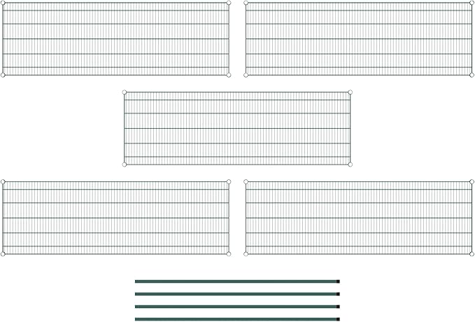 Commercial NSF Listed Green Epoxy Stationary Wire Shelving Kit 24" x 72" x 64", with 5 Shelves Perfect for Warehouse, Walk-in Refrigerator, Freezer, Grocery Store, Restaurant, Dishroom