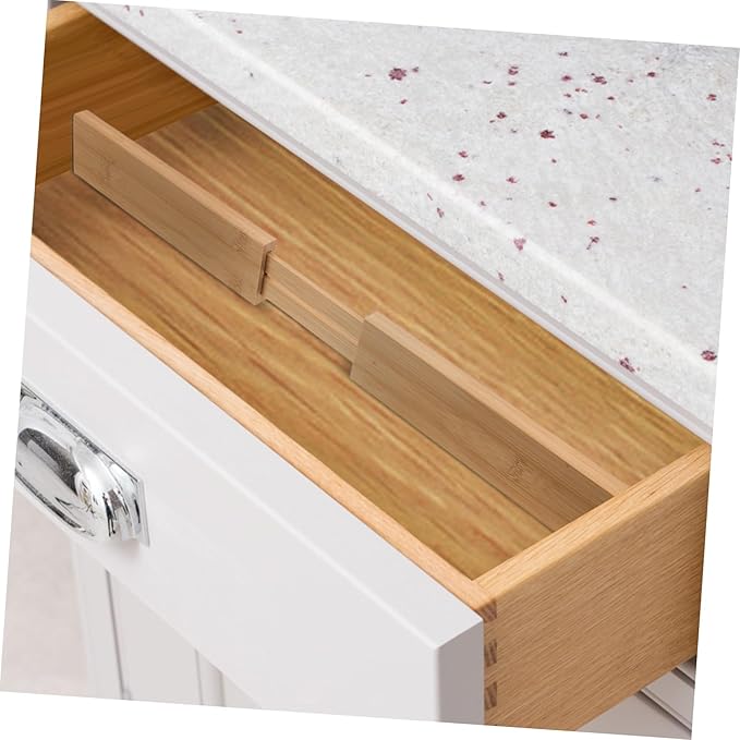 CHILDWEET 1piece Expandable Bamboo Drawer Divider for Kitchen Organization Adjustable Home Drawer Separator for Utensils and Cutlery Storage Neat and Practical Compartment