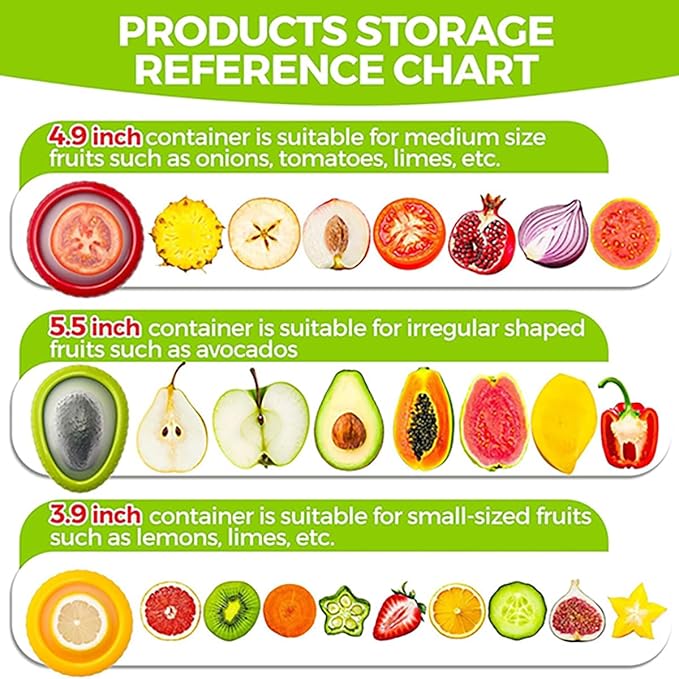 XJYWSH Avocado Saver and Onion Storage, Tomato Holder, Silicone Fruit and Vegetable Storages For Fridge, Reusable Holder For Food Storage, Suitable for Garlic, Cheese, Lemons, and Potatoes