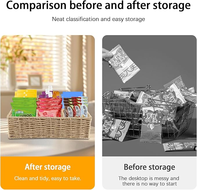 Snack Organizer with 3-Compartment Snack Bar Station for Pantry Use, Pantry Storage Containers for Candy,Drink Packet,Chips,Office Snacks Bar Rack Storage Bin Storage Baskets Dispenser Countertop