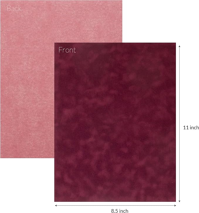 S.E.I Wine Velvet Paper, Felt Fabric For Drawer and Jewelry Box Liner, 8.5" x 11" - 12 Sheets