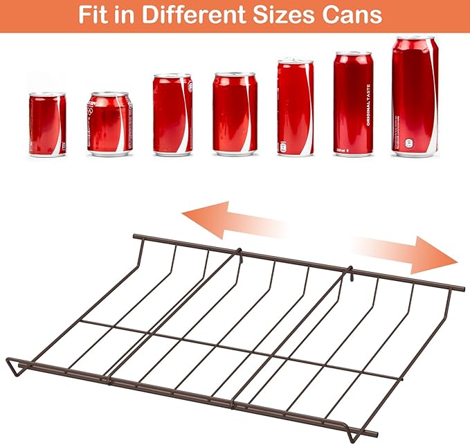 smusei Can Holders Organizer for Pantry 5-Tier Can Storage for Pantry Shelf Hold up to 60 Cans with Rack Dispenser for Countertop Kitchen Shelf, Soda Drinks, Rustic Brown