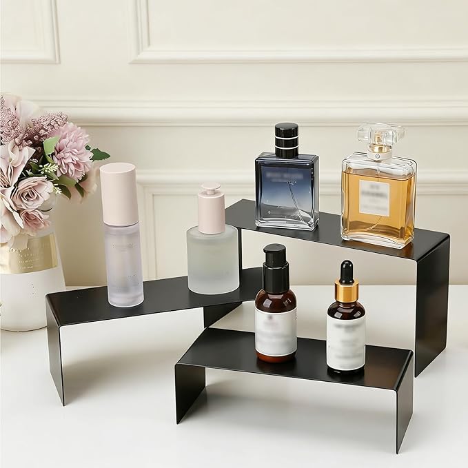 Purse Display Stand Handbag Display Stand Black Stainless Steel Display Risers Showcase Stand Product Stand Set (RCS 50% Recycled Post-consumer Metal)