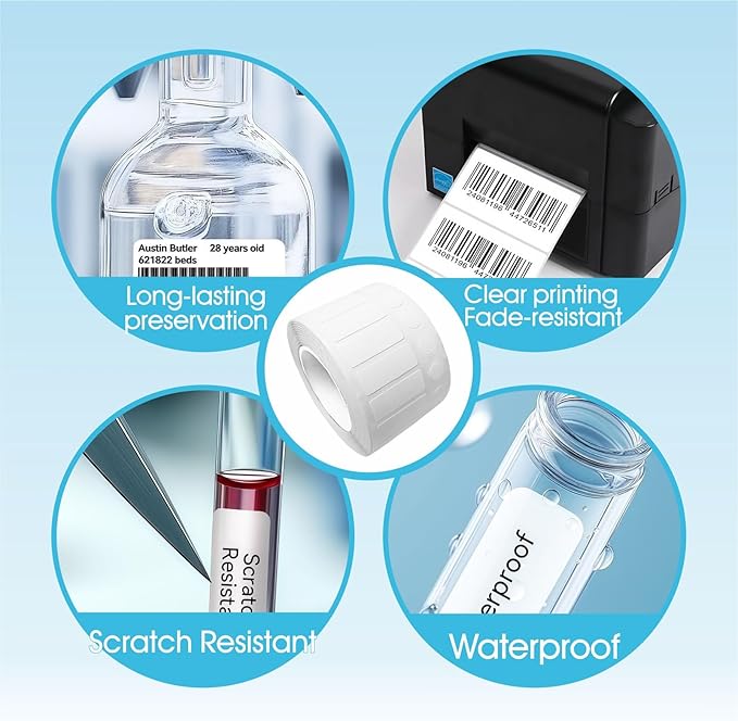 Cryogenic Freezer Labels for Test Tubes – Liquid Nitrogen Resistant Lab Sample ID Stickers, Waterproof Adhesive, 1000 Pcs