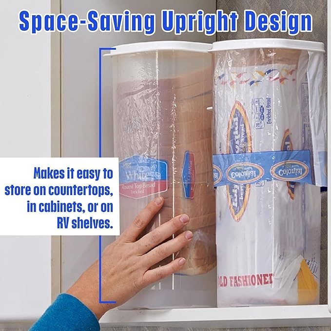 Buddeez Bread Buddy Airtight Bread Storage Container- Slice by Slice Dispensing Design - Perfect Pantry Organizer - White Lid Pack of 2