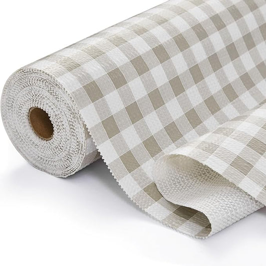 Aohoofull Drawer and Shelf Liner for Kitchen Cabinet Liner Non-Adhesive Non-Slip Shelf Thick Strong Grip Waterproof Contact Paper Easy to Clean for Shelves, Cupboard, Desks,Green Plaid,12IN X 10FT