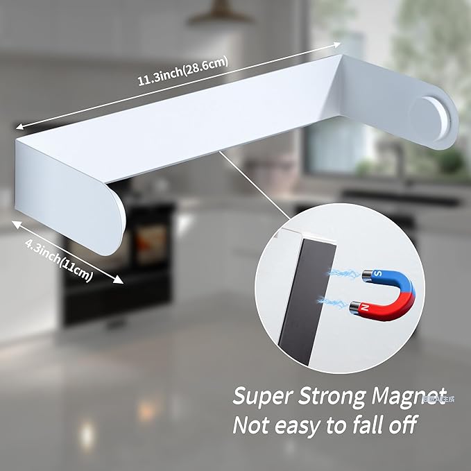 YIGII White Paper Towel Holder Magnetic, Kitchen Pantry RV Storage Paper Towel Rack for Fridge with Strong Magnets, Stainless Steel