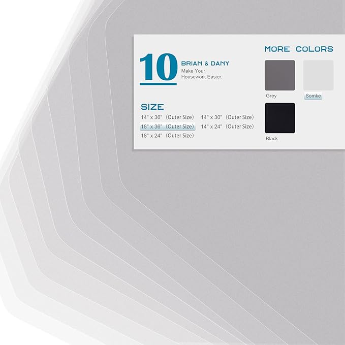 BRIAN & DANY Wire Shelf Liner 18" X 36", Set of 10, Heavy Duty Shelf Liners for Wire Shelving, Waterproof Protector Mats, Transparent