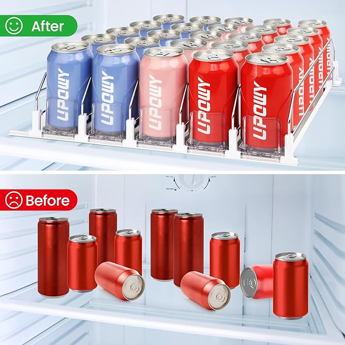 Drink Organizer for Fridge,Soda Can Organizer,Drink Dispenser for Fridge,Refrigerator Organizers and Storage Water Bottle Organizer,Holds up to 25 Cans,5 Row