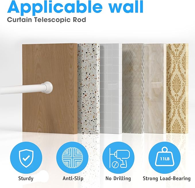 1Pack White Tension Curtain Rods 31 to 76 Inch Small Curtain Rods No Drilling Short Tension Rod Adjustable Spring Rod for Windows Door Closet Pressure Rod