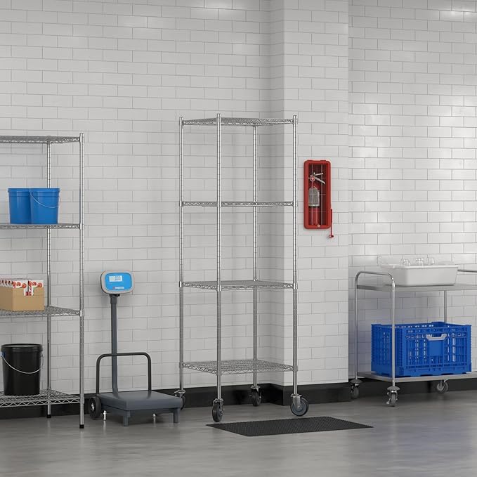 Commercial NSF Listed Chrome Mobile Wire Shelving Kit 24" x 24" x 80", with 4 Shelves Perfect for Warehouse, Walk-in Refrigerator, Freezer, Grocery Store, Restaurant, Dishroom