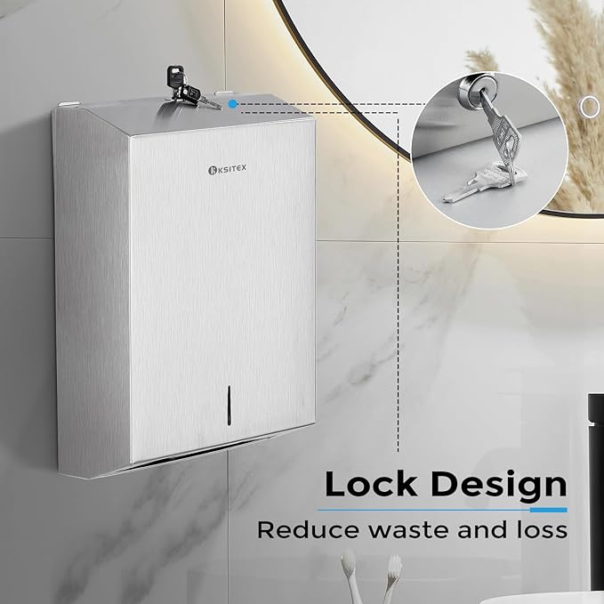 Paper Towel Holder Dispenser Wall Mount, Stainless Steel Paper Towel Dispenser, Toilet Paper Napkin Holder, C Fold Multifold Trifold Paper Towel Dispenser, Hand Towel Dispenser for Commercial Bathroom