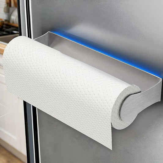 Magnetic Paper Towel Holder for Fridge, Strong Magnet, No Drilling, Stainless Steel, Sliver, Paper Towel Holder Magnetic for Refrigerator, Rv, Grill, Kitchen Decor and Accessories