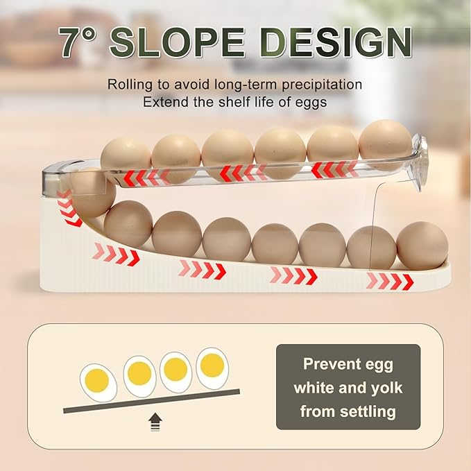 egg holder for fridge-Auto Rolling Fridge Egg Organizer,egg dispenser for refrigerator,Egg preservation rack,Egg Storage Rack for Kitchen,egg container refrigerator (maize-yellow, 2pcs)