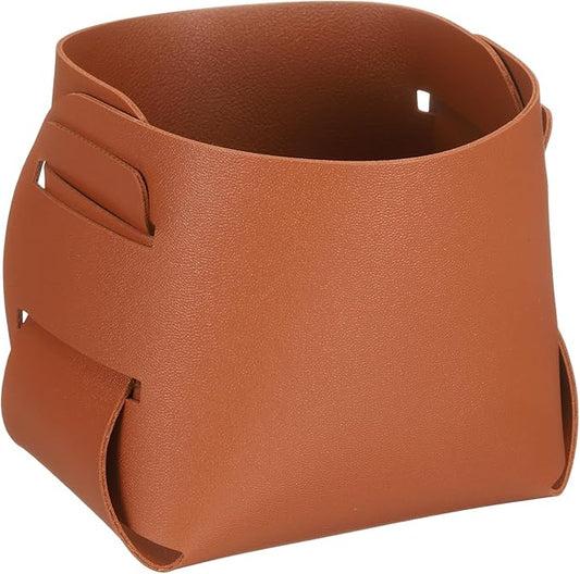uxcell Valet Tray Organizer, PU Leather Desktop Storage Organizer Box Tray Entryway Table Bedside Nightstand Catchall Vanity Tray for Jewelry Key Coin Watch Wallet (Light Brown)