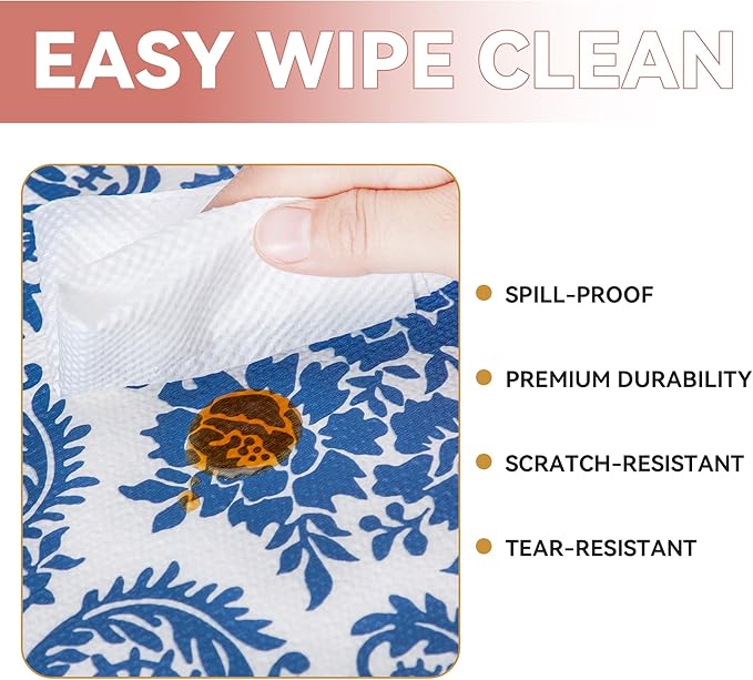 RAY STAR Shelf Liner, 12 Inch x 10 Feet Non Adhesive Vintage Navy Blue Floral Kitchen Cabinet Liner for Pantry Drawer Vanity, Strong Grip Non Slip, Shelf Liners for Kitchen Cabinets Cupboard