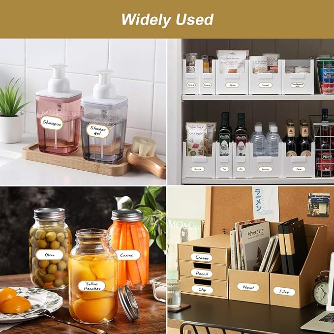 Spice Labels Stickers,Waterproof Pantry Labels for Mason Jars,Food Containers,Spice Jars,Storage Bins,Bottles,Kitchen Labels with Marker Pen,4 Sizes,Pack of 192(Silver)