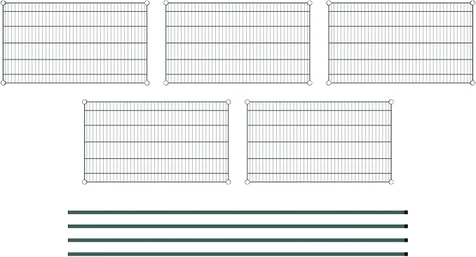 Commercial NSF Listed Green Epoxy Stationary Wire Shelving Kit 24" x 42" x 96", with 5 Shelves Perfect for Warehouse, Walk-in Refrigerator, Freezer, Grocery Store, Restaurant, Dishroom