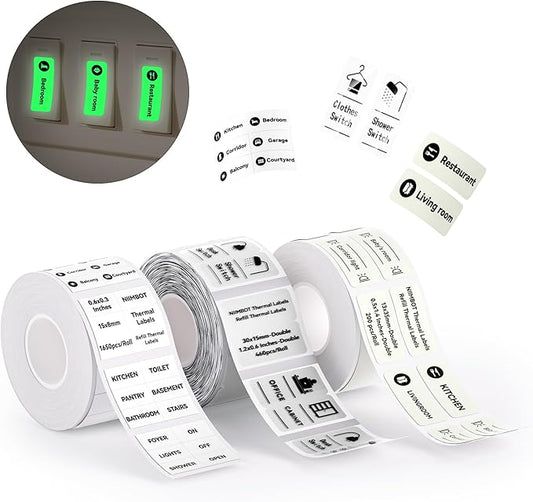 NIIMBOT 3 Rolls Switch Labels for B1 B21 B3S B21Pro Label Maker, Light Switch Labels Stickers for House/School/Office