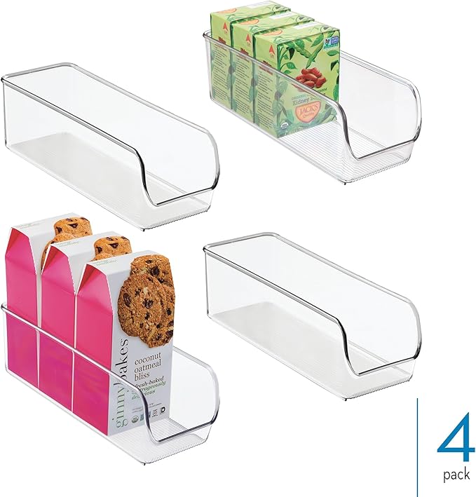 iDesign Narrow Pantry Bin for Kitchen or Cabinet Storage - Set of 4 - Clear