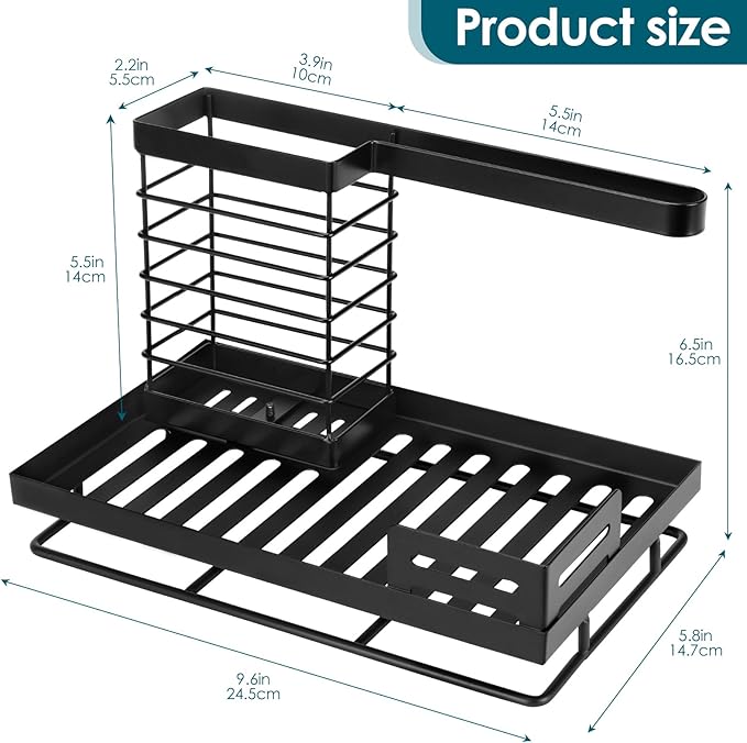 Sinnsally Sponge Holder for Kitchen Sink Caddy,Sink Organizer Rack with Dish Brush Holder & Drain Tray,Rustproof 304 Stainless Soap Dispenser Storage for Kitchen Organization Accessories & Decorations