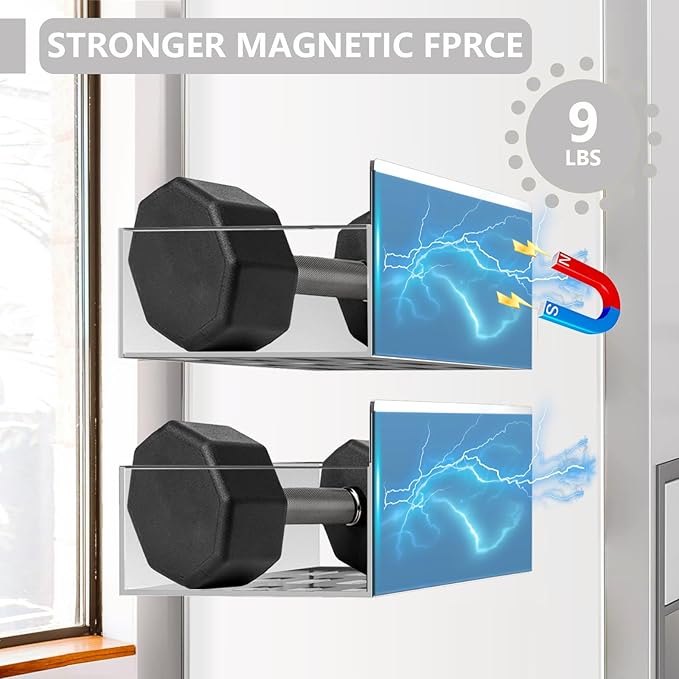 SMRCAD Magnetic Spice Rack for Refrigerator Seasoning Organizer for Spice Fridge Shelf storage Magnetic Shelf with Hook for Oven (4pack-Grey)