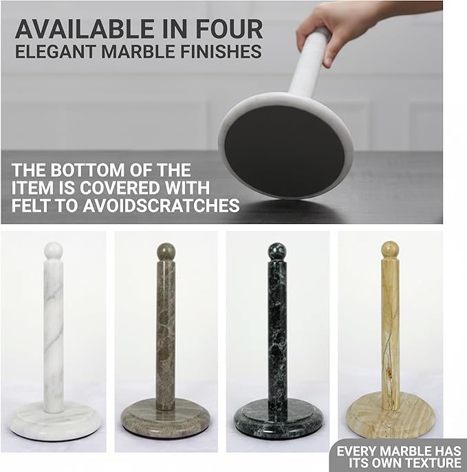 Marble Paper Towel Holder 12" Inch for Kitchen Towels Rack Handmade Paper Roll Holder Stand - Wrapping Paper Holder Towel - Hand Towel Rack Holder, Black