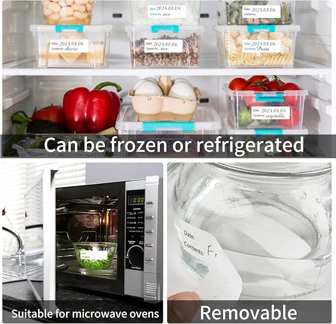 Yeachlaing Removable Freezer Labels,3 Clors 1 x 3 Inch Food Storage Stickers, Refrigerator Freezer Paper Label Easy Clean Leaves No Residue,Food Labels Roll