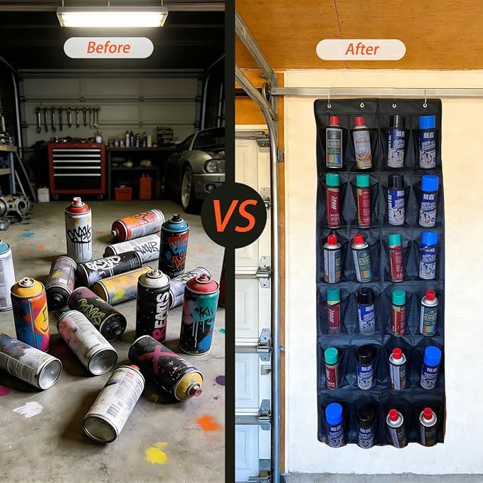 Spray Paint Can Holder Storage Rack,Wall Mounted Metal Paint Bottle Organizer,24 Can aerosol can holder,for Garage and Craft Workroom Bottle Organizer, Wall Mount Aerosol Holder