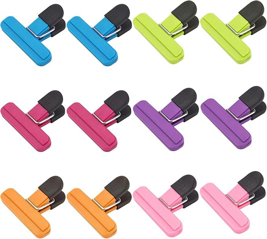 EWOID Chip Clips, 12 Pack Food Clips, Snack Bag Clip, Plastic Heavy Duty Seal Grips for Food Storage, Home, Office and More(3 x 2.5 Inch)