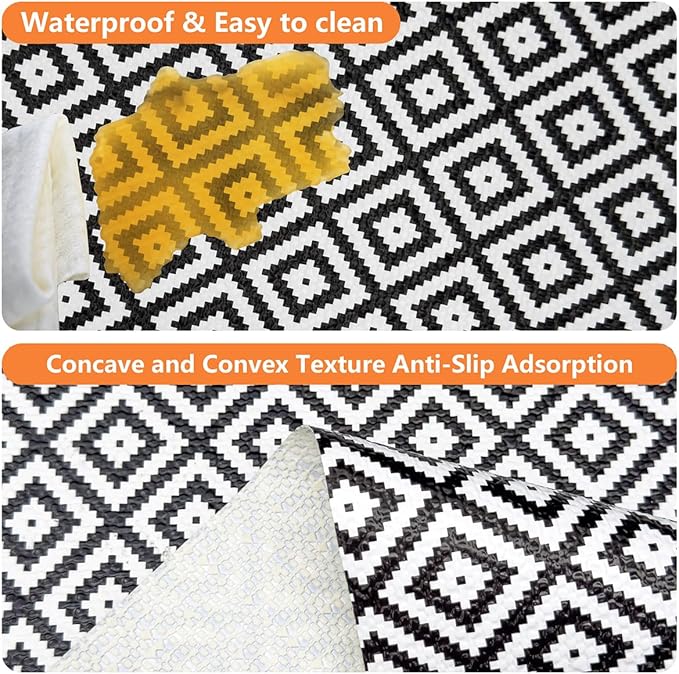 Quttisay Shelf Liner for Kitchen Cabinets,Non Adhesive Cabinet Liner,Non-Slip Drawer Liner,Waterproof Shelf Liner Easy to Clean Strong Grip Liner for Cabinets,Drawers,(Geometric 12 in x 16.4 FT)