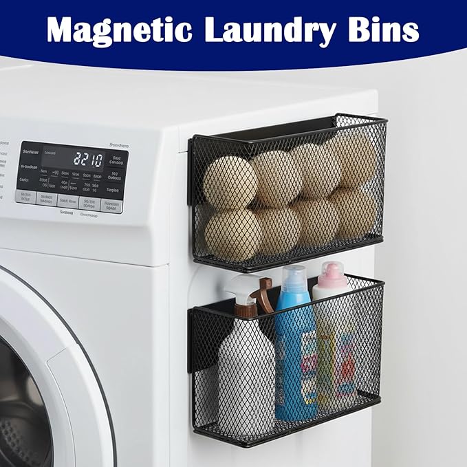 Caeuiciw Magnetic Baskets Shelf Bins Organizer Holder Storage Rack Containers for Fridge, Whiteboard, Locker - Home Kitchen Laundry Office School