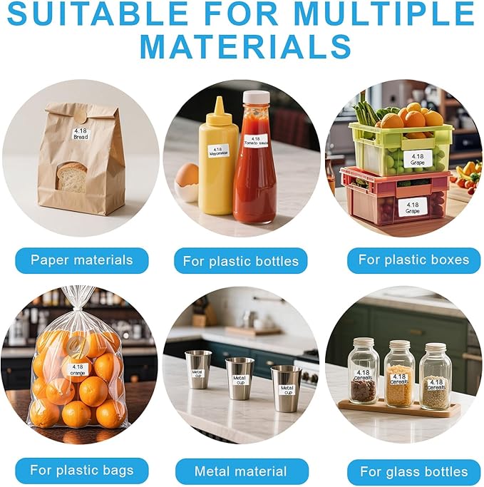 1200 Removable Freezer Labels 1x2 Inch Waterproof, Oil & Tear Resistant Blank Food Labels, Easy Peel No Residue Perfect for Refrigerator, Jars & Pantry Storage