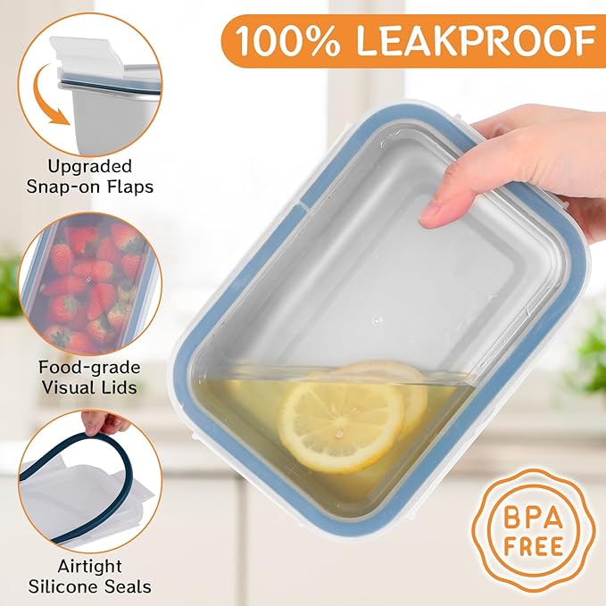 Cykorxicc 8-Piece 304 Stainless Steel Food Storage Containers with Lids, Leakproof & Airtight Bento Lunch Box, Oven/Freezer/Dishwasher Safe,Stackable Kitchen Storage Set