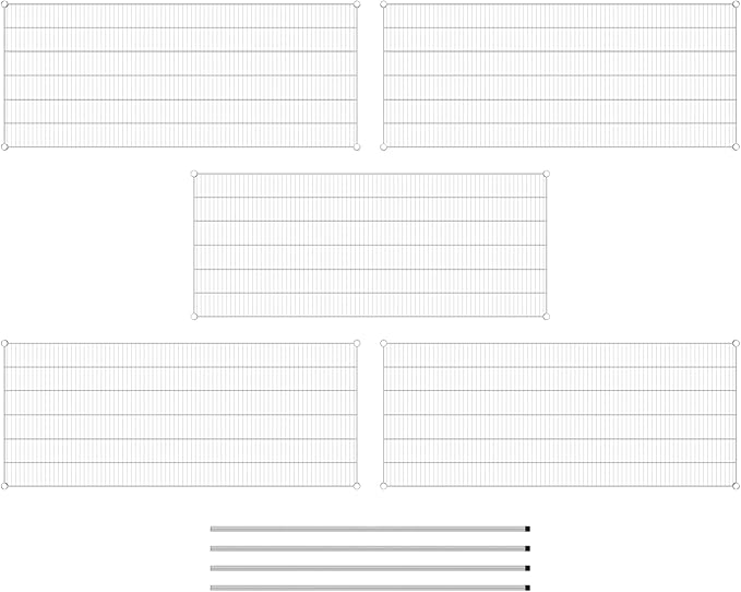 Commercial NSF Listed Chrome Stationary Wire Shelving Kit 30" x 72" x 64", with 5 Shelves Perfect for Warehouse, Walk-in Refrigerator, Freezer, Grocery Store, Restaurant, Dishroom