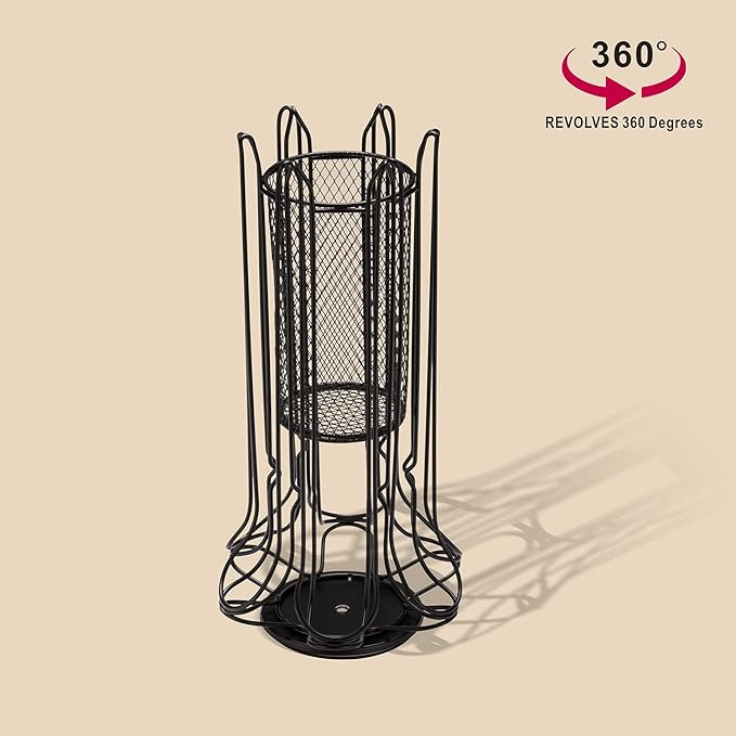 ZCDCP Nespresso Vertuo Pod Holder Carousel Stand - 360 Degree Storage for 60 Pods, Black Coffee Organizer