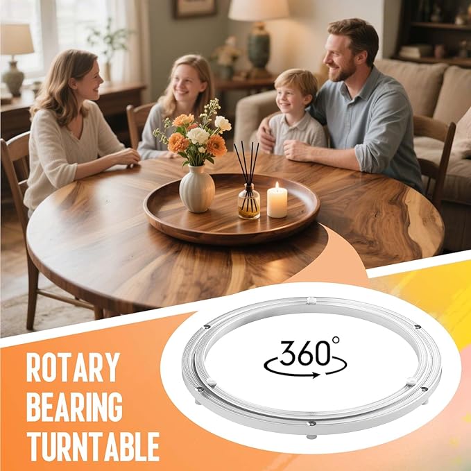 Lazy Susan Hardware, Heavy Duty Lazy Susan Bearing & Swivel Turntable - 14 Inch Rotating Bearing Plate for Round Dining Table, Smooth Swivel Mechanism