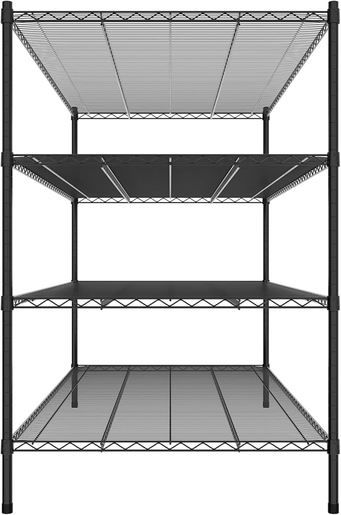 Commercial NSF Listed Black Epoxy Stationary Wire Shelving Kit 36" x 72" x 54", with 4 Shelves Perfect for Warehouse, Walk-in Refrigerator, Freezer, Grocery Store, Restaurant, Dishroom