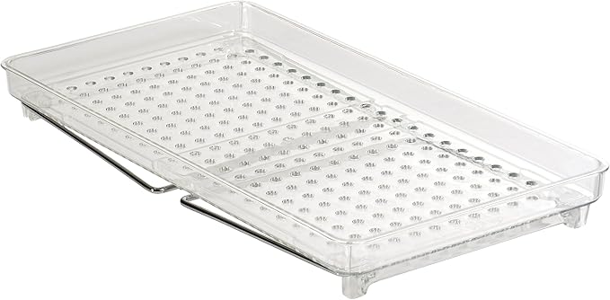 madesmart Medium Stackable Storage Shelf for Cabinets or Counters, Plastic Collapsible Cabinet Shelf for Home Organization, Clear (Pack of 2)