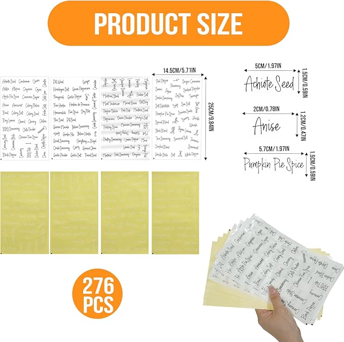 276 Pcs Preprinted Pantry Labels for Containers, Waterproof Spice and Food Stickers, Kitchen Organization Labels for Jars Bins and Seasoning Containers Easy Peel and Stick