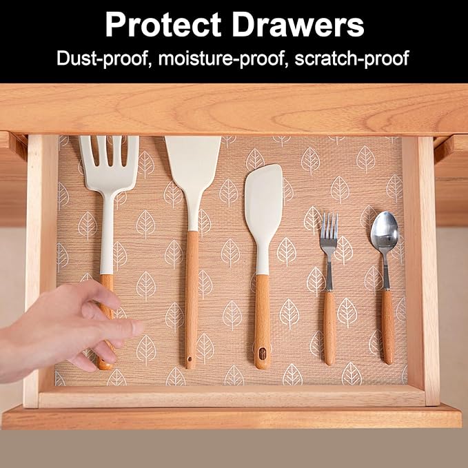 Cooyes Shelf Liner Drawer Liners, Shelf Liners for Kitchen Cabinets, Non-Adhesive Cabinet Liner, EVA Waterproof Non-Slip Refrigerator Liners for Kitchen Drawers（11.8" W x 118" L）