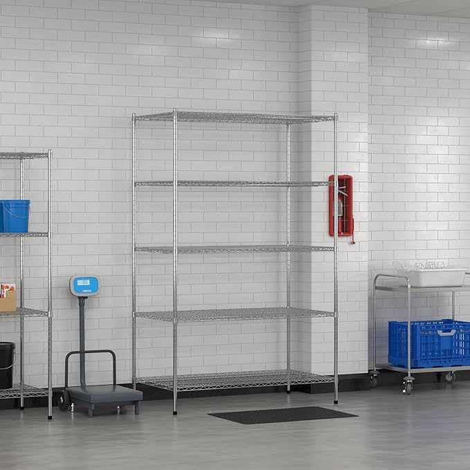 Commercial NSF Listed Chrome Stationary Wire Shelving Kit 30" x 54" x 86", with 5 Shelves Perfect for Warehouse, Walk-in Refrigerator, Freezer, Grocery Store, Restaurant, Dishroom