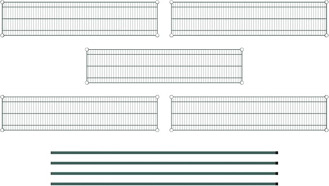 Commercial NSF Listed Green Epoxy Stationary Wire Shelving Kit 14" x 60" x 86", with 5 Shelves Perfect for Warehouse, Walk-in Refrigerator, Freezer, Grocery Store, Restaurant, Dishroom