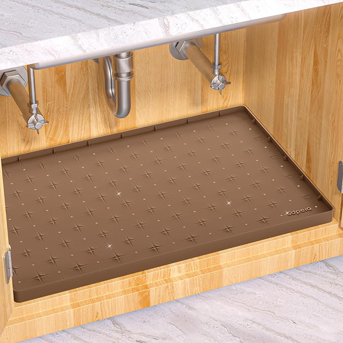 Sdpeia Under Sink Mat 34"×22" Waterproof Silicone Cabinet Liner & Sink Protector for Kitchen & Bathroom, Multi-Purpose Organizers Tray for Pets, Laundry, Cat Litter Mat